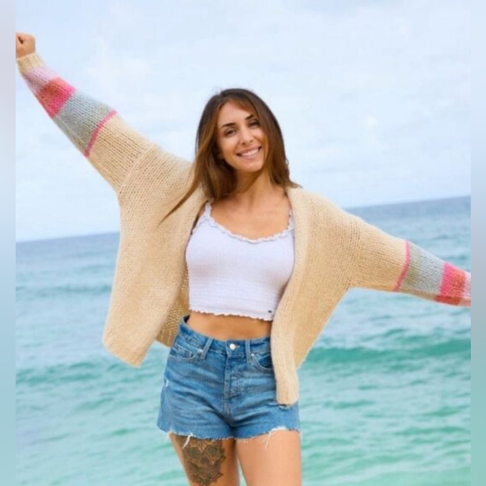 Anthropologie Saltwater Luxe ‘Hello Sunshine’ Open Cardigan S Chunky Oversized